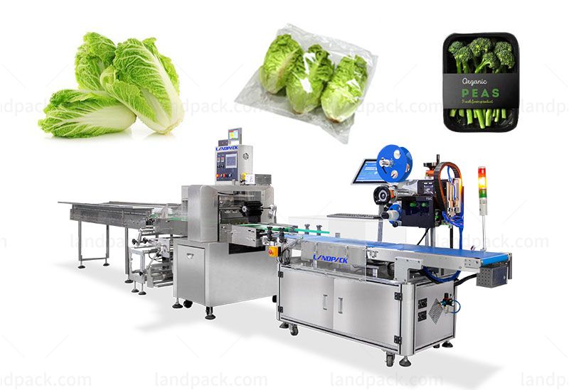 Automaic Fruit And Vegetable Flow Labeling Wrapping Machine