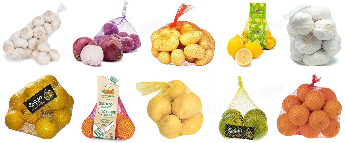 Automatic Potato Garlic Vegetable Friut Weighing Packing Net Bag Machine